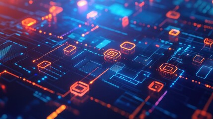 Abstract Digital Network Illustration with Connections