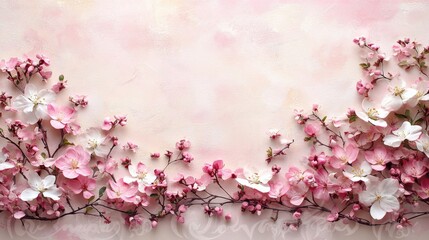 Fototapeta premium Delicate Cherry Blossoms Framing a Soft Textured Background