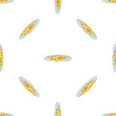 Seamless pattern showcasing crispy french fries on plates, a delightful culinary design for food themed projects