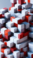 Obraz premium Cubes stacking and shifting dynamically in an optical maze