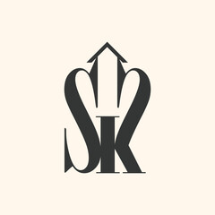 SK letter Initial abstract Logo design for real state buisiness