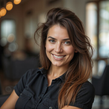 mulher de cabelo liso em um sal&atilde;o de beleza