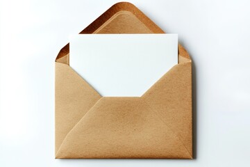 Blank Brown Envelope with White Insert on Clean Background