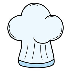 Hand drawn cartoon chef hat on white background.