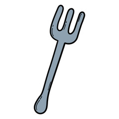 Hand drawn cartoon fork on white background.