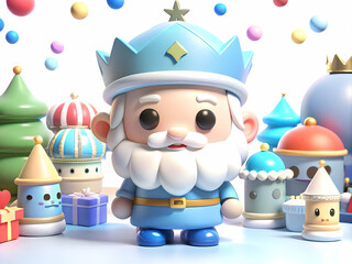 Naklejka premium Reyes Magos Festive Carnival Scene with Glossy Background, Vibrant Elements and Text Space for Carnival-themed Advertisements, Magazine Cover Designs, and Seasonal Promotions.