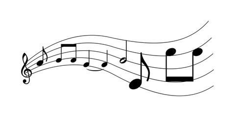 Flowing melody of musical notes dancing across the page
