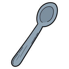 Hand drawn cartoon spoon on white background.