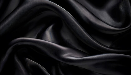 Obraz premium Black fabric with waves and folds as background