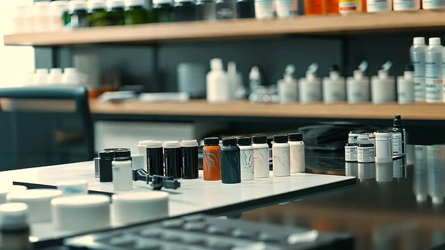 Tattoo Artist Preparing Inks and Tools in Modern Studio Setting