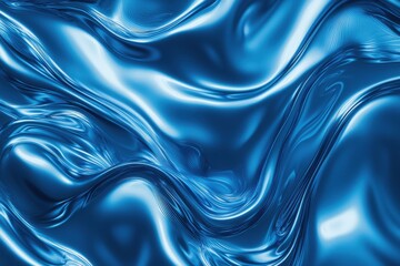 Obraz premium A smooth, flowing texture of blue fabric or liquid, creating a dynamic visual effect.