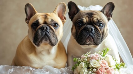 Obraz premium french bulldog puppy with bulldog
