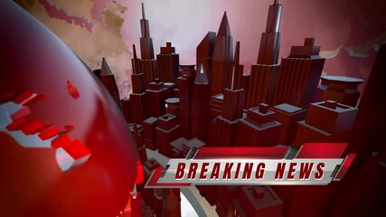 Breaking News 3d globe intro. World Map News Intro. Breaking News Intro 4k.
