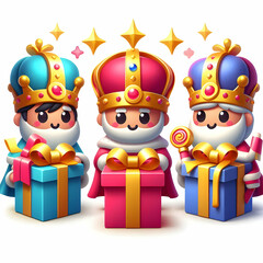 Obraz premium 3D Reyes Magos Magical Gift Vector Illustration - Mystical Symbolic Gifts for Holiday Celebrations, Infographics Design, Isolated White Background, Perfect for Holiday Themes