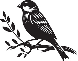 Beautiful sparrow bird silhouette vector illustration isolated on white background