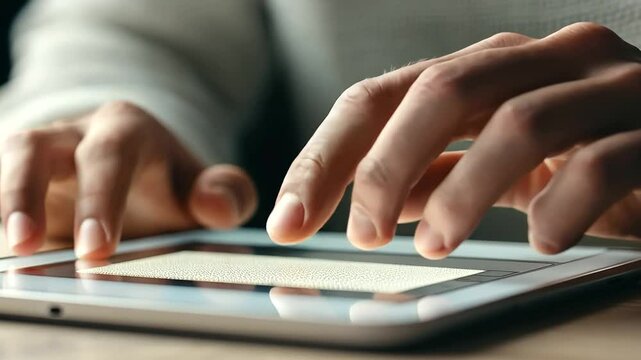 Visually Impaired Person Using Braille Tablet for Communication