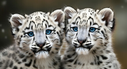 Two adorable baby snow leopards