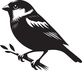 Beautiful sparrow bird silhouette vector illustration isolated on white background