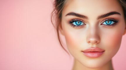 Fototapeta premium Stunning Portrait of a Young Woman with Striking Blue Eyes