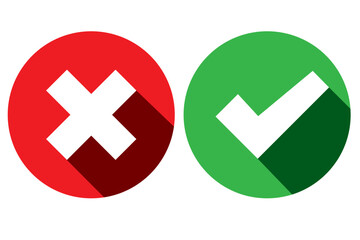 Fototapeta premium check mark icon button set. check box icon with right and wrong buttons and yes or no checkmark icons in green tick box and red cross