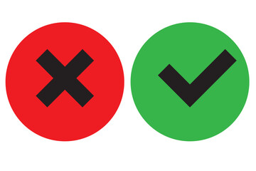 Obraz premium check mark icon button set. check box icon with right and wrong buttons and yes or no checkmark icons in green tick box and red cross