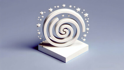 Obraz premium 3D Plain Background Subtle Spiral Stars Pattern Copy Space Journey Mystery Isra Miraj Minimalist Design Branding Contemplative Aesthetic Cute Chibi Icon Isolated White Background