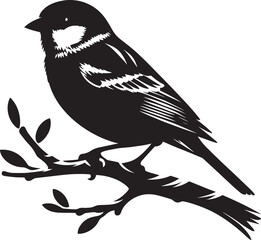 Beautiful sparrow bird silhouette vector illustration isolated on white background