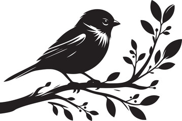 Beautiful sparrow bird silhouette vector illustration isolated on white background
