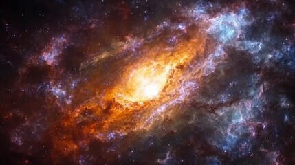 A colorful galaxy with a yellow star in the center
