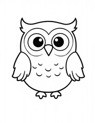Fototapeta premium Basic line drawing of a cute owl for coloring, ideal for children's coloring activities.