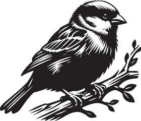 Beautiful sparrow bird silhouette vector illustration isolated on white background