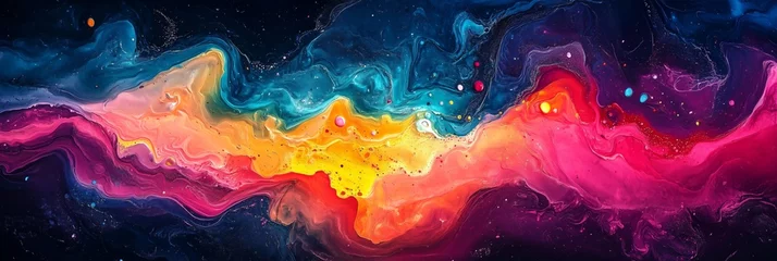 Abstract Colorful Painting, vibrant colors swirling together in an explosion of energy and color