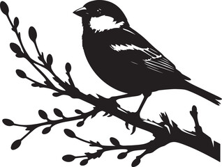 Beautiful sparrow bird silhouette vector illustration isolated on white background