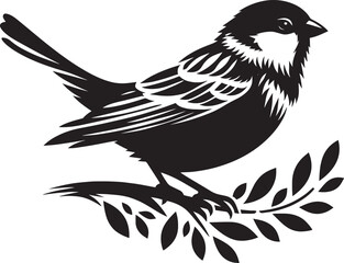 Beautiful sparrow bird silhouette vector illustration isolated on white background