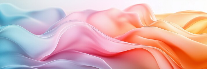 Obraz premium abstract wavy background with pastel colors, light orange and soft pink and white and blue, highly detailed in the style of hyper realism
