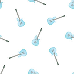 Light blue electric guitars creating a seamless pattern, ideal for music themed designs