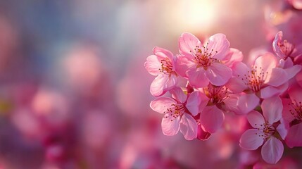 Obraz premium Delicate Cherry Blossom Blooms in Soft Focus Light