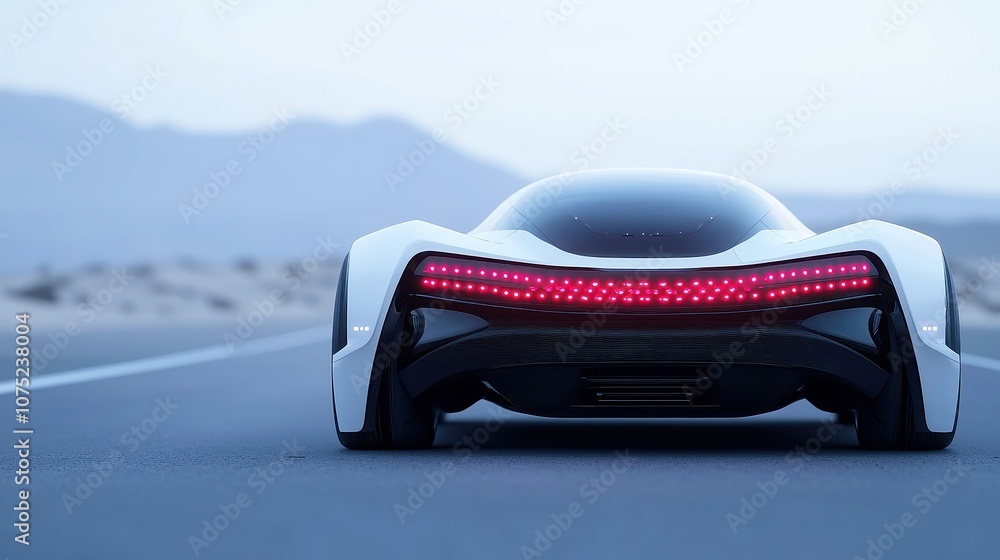 Poster autonomous vehicles in open environments, showcasing self-driving technology navigating through clea