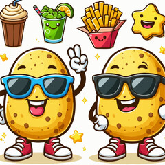cartoon, potato, vector, illustration, baby, vegetable, funny, love, character, child, art, food, dog, fun, chicken, card, farm, fruit, boy, nature, cute