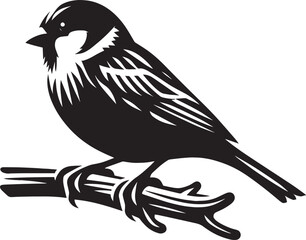 Beautiful sparrow bird silhouette vector illustration isolated on white background