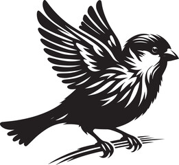 Beautiful sparrow bird silhouette vector illustration isolated on white background