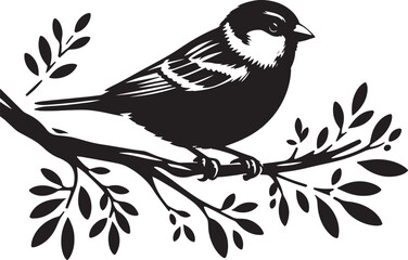 Beautiful sparrow bird silhouette vector illustration isolated on white background