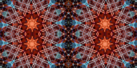 Seamless kaleidoscope pattern. The texture of the woven pattern. Endless pattern