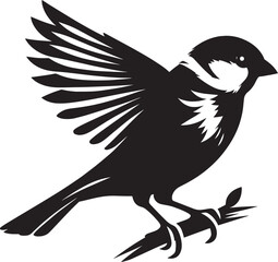 Fototapeta premium Beautiful sparrow bird silhouette vector illustration isolated on white background