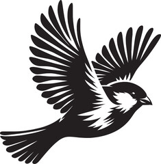 Beautiful sparrow bird silhouette vector illustration isolated on white background