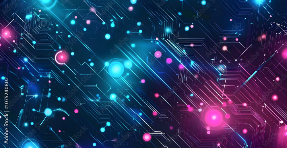 Poster A digital abstract background with glowing blue and purple connections forms the shape of an AI brain on a dark gradient, ideal for tech presentations and social network banners.
