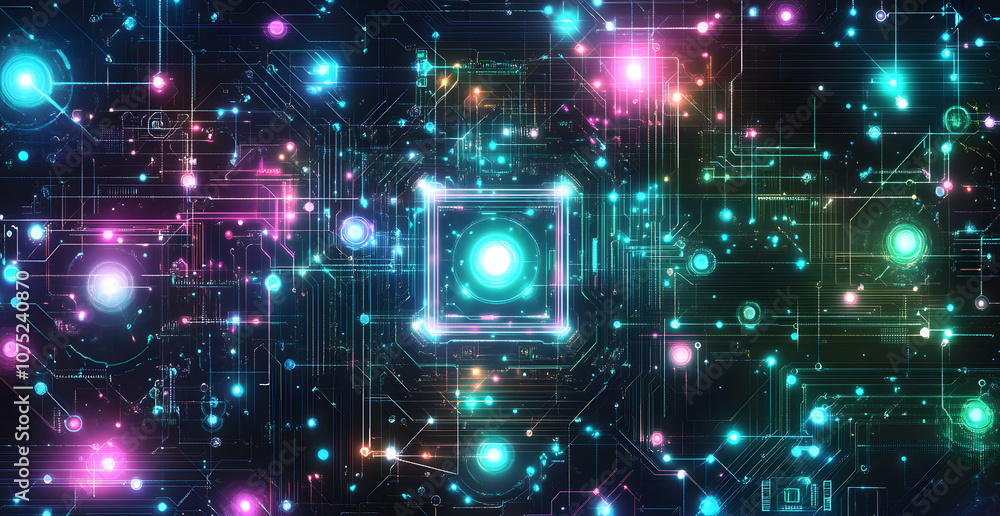 Poster A digital abstract background with glowing blue and purple connections forms the shape of an AI brain on a dark gradient, ideal for tech presentations and social network banners.
