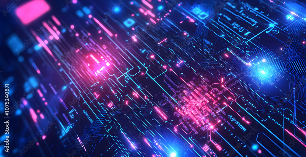 Aufkleber A digital abstract background with glowing blue and purple connections forms the shape of an AI brain on a dark gradient, ideal for tech presentations and social network banners.