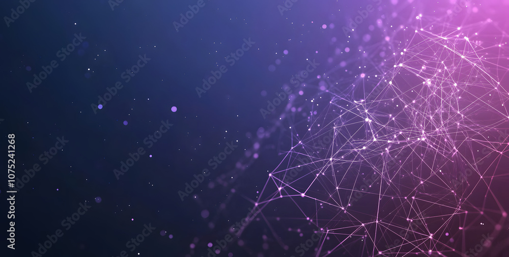 Poster A digital abstract background with glowing blue and purple connections forms the shape of an AI brain on a dark gradient, ideal for tech presentations and social network banners.