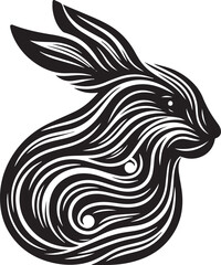 Fototapeta premium Rabbit head with swirling flowing lines